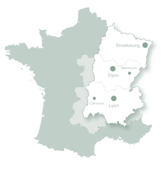 Carte avec secteur d'intervention de CP2M sur téléphone