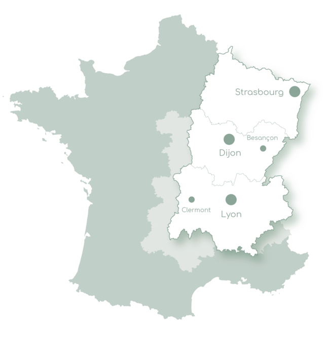 Carte avec secteur d'intervention de CP2M